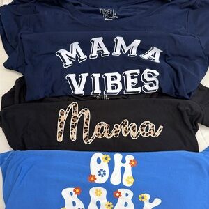 Time and Tru Navy, Black & Bright Blue Mama Graphic Tee Trio
